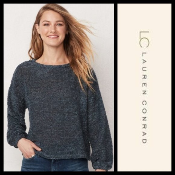 LC Lauren Conrad Sweaters - LC Lauren Conrad Cozy Drop-Shoulder Blue Sweater